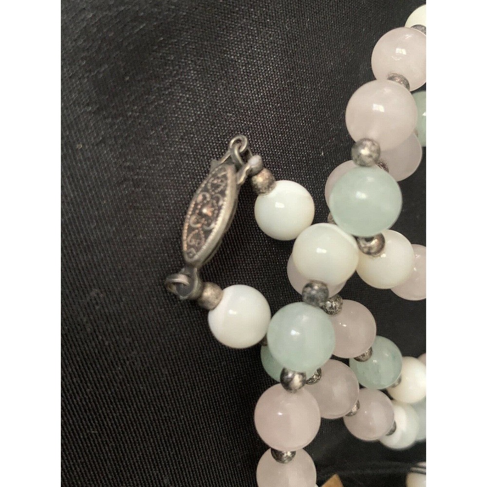 Vintage Gemstone Beaded Necklace Mother of Pearl - Picture 10 of 11